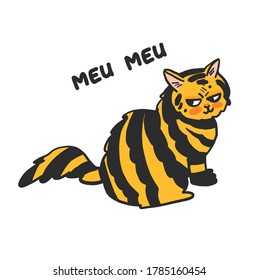 Vector isolated image of tabby cat, tiger cub