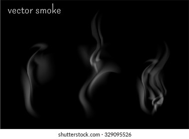 Vector isolated image of a white smoke on a black background.