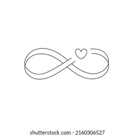 Vector isolated infinity sign with heart double line  symbol svg