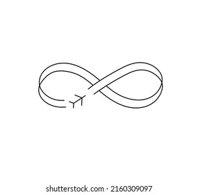 Vector Isolated Infinity Sign With Plane Double Line  Symbol