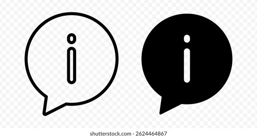 Conjunto de iconos de información aislados de Vector en contorno negro y relleno