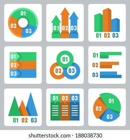 Vector isolated infographics related icons set