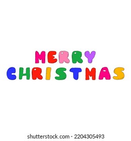vector isolated inscription - merry christmas. rainbow bubble font. Christmas text.Nostalgia for 1970-1990.Hippie and funky aesthetics.Y2k new year template. social media stories  phrase sticker