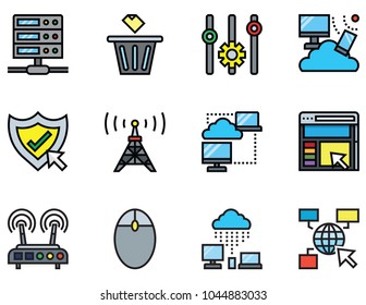 Vector isolated internet and connection icons set