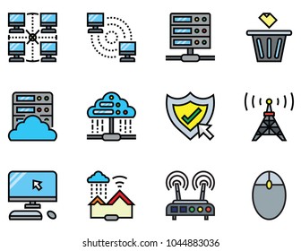Vector isolated internet and connection icons set
