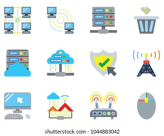 Vector isolated internet and connection icons set