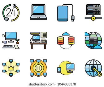Vector isolated internet and connection icons set