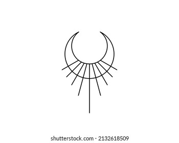 Vector isolated inverted moon symbol with lines abstract contour line grahic drawing 