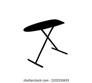 Vector isolated ironing board simple doodle black painted shadow icon, logotype, symbol