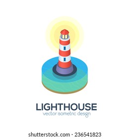 Vector Isolated Isometric Lighthouse Icon