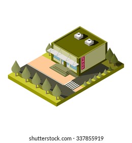 Vector isolated isometric shop building icon. EPS10