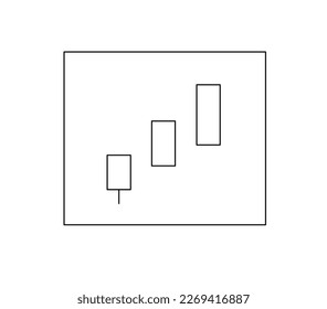 Vector isolated japanese candlestick pattern THREE ADVANCING WHITE SOLDIERS trading investment graphic chart black and white illustration 