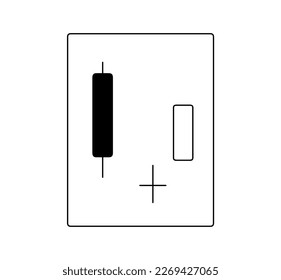 Vector isolated japanese candlestick pattern MORNING STAR DOJI trading investment graphic chart black and white illustration