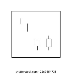 Vector isolated japanese candlestick pattern GAPPING SIDE BY SIDE WHITE LINES BEARISH  TREND trading investment graphic chart black and white illustration