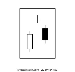 Vector isolated japanese candlestick pattern ABANDONED BABY ON TOP trading investment graphic chart black and white illustration
