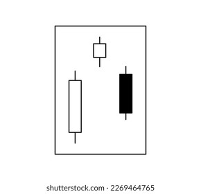 Vector isolated japanese candlestick pattern EVENING STAR trading investment graphic chart black and white illustration