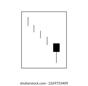Vektor isolierte japanische Kerzenhalter Muster HAMMER BOTTOM BEARISH TREND Handel Grafik Karte Handel Schwarz-Weiß-Illustration