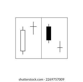 Vector isolated japanese candlestick pattern DOJI STAR BULLISH BEARISH TREND trading investment graphic chart black and white illustration