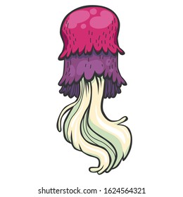 Vector isolated jellyfish clip art in bright colors. Cartoon children underwater illustration