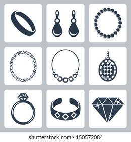 Vector isolated jewelry icons set