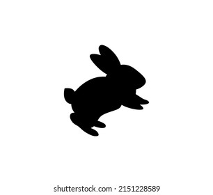 Vector isolated jumping rabbit hare symbol outline black colored silhouette shadow