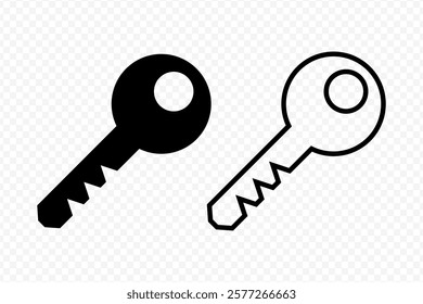Vector isolated Key icon in black fill and outline