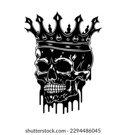 Vector isolated king skull devil. Cartoon skull. Grunge and vintage skull illustration. Line art skull vector tattoo dead king vector
