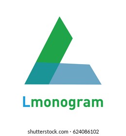 Vector isolated L Letter logo Abstract Polygonal design for Corporate Business Identity. Triangle blue and green logo template.