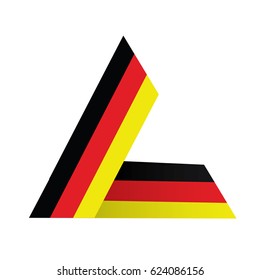 Vector isolated L Letter logo Abstract Polygonal design for Corporate Business Identity. Triangle german flag logo template.