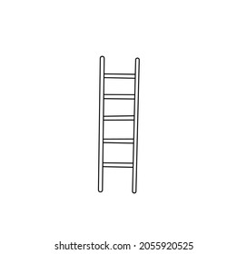 Vector isolated ladder contour line drawing. Ladder graphic line icon, logotype, symbol