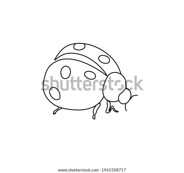 Vector Isolated Ladybug Line Drawing Colorless Stock Vector (Royalty ...