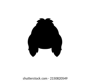 Vektor-einzelne Laptop-Hund mit Pferdeschwanz-Kopf in Vollbildsymbol-Umriss schwarz-farbiger Silhouettenschatten