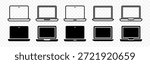 Vector isolated Laptop icon set in black outline and fill