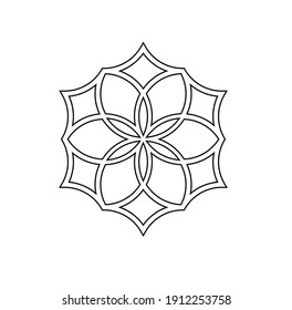Vector isolated laser cutting contour line geometric element. Islamic geometry girih flower decorative element 