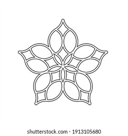 Vector isolated laser cutting contour line geometric flower element. Islamic geometry girih flower decorative element 