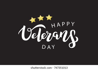 Vector isolated lettering for 11th November, Veterans Day lettering for decoration and covering on the dark background. Concept of Memorial day in USA.