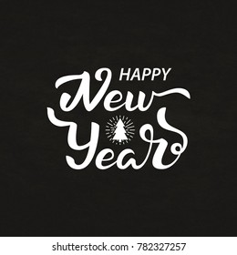 Vector isolated lettering for Happy New Year for decoration and covering on the chalk background.