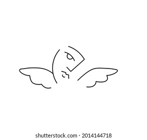 Vector isolated line abstract people face drawing. Angel simple line icon logotype logo symbol