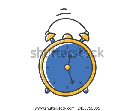 Vector isolated line doodle symbol of retro alarm clock with dial.