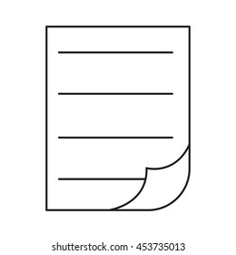 Vector isolated line icon sheet of paper with bent corner.