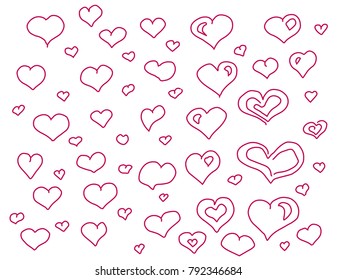 Vector isolated line pattern of a hearts for Valentine day