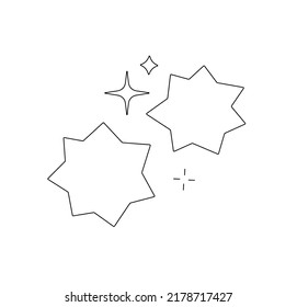 Las estrellas de línea aisladas del vector establecen un plano de contorno blanco y negro incoloro