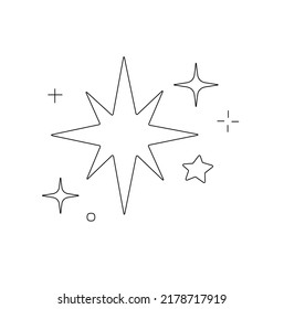 Vector Isolated Line Stars Set Colorless Black And White Contour Line Drawing