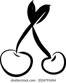 Vector isolated lineart style black cherry. Design element