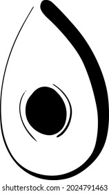 Vector isolated lineart style black avocado. Design element