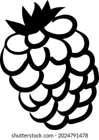 Vector isolated lineart style black color raspberry. Design element