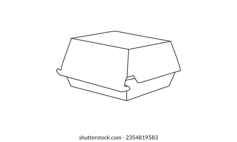 Vector Isolated Lines Black and White Illustration of a Take Away Box