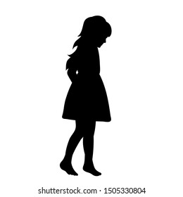 vector, isolated, little girl silhouette