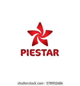 Vector isolated logo. Colorful cupcake sign. Cake logo. Proper nutrition. Red star.