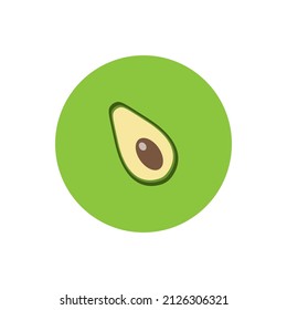 Vector isolated logo illustration of an avocado on a green background. Simple minimal style